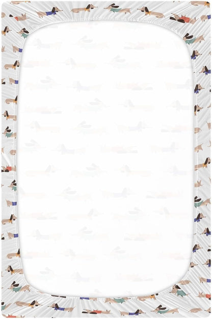 Fitted Crib Sheets Cactus and Floral Stretchy Portable Playard Sheets for Baby Toddler, Breathable Soft Mini Crib Mattress 52 x 28 in for Boys and Girls