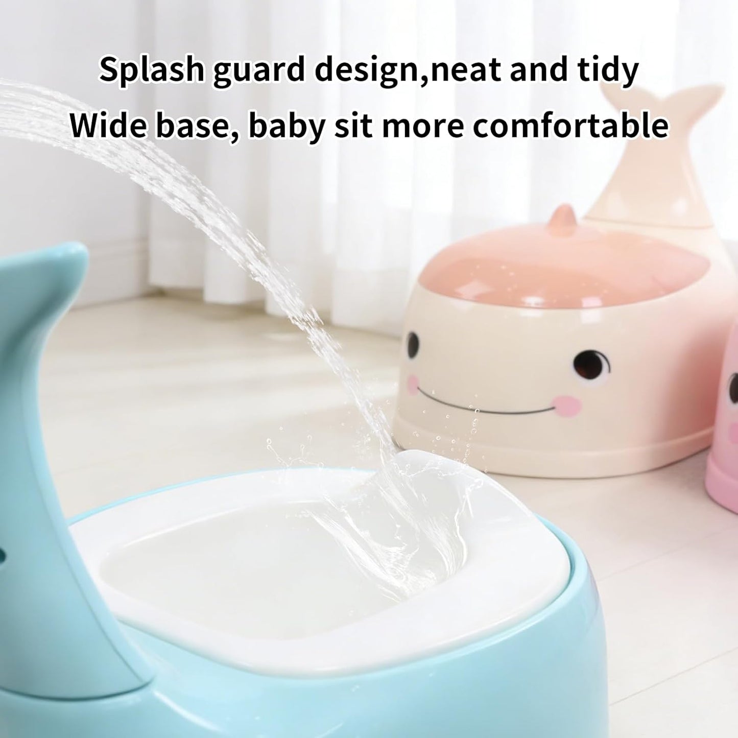 Potty Seat Baby Training Chair Boys Girls Toddler Whale Comfortable children 1-5 years old Baby toilet Animal seat with lid back potty trainer (Pink)