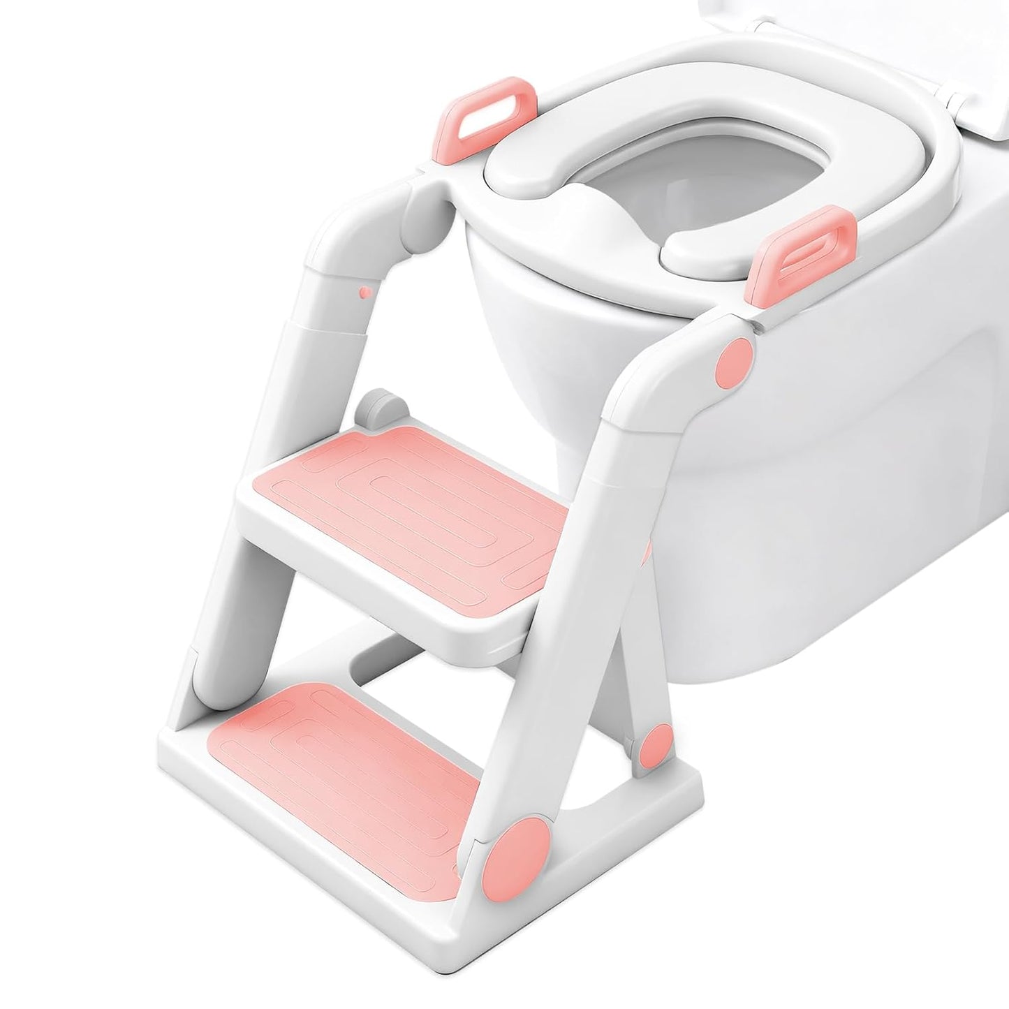 [No Assembly Required] BABY JOYCE Potty Training Seat with Step Stool Ladder, Extra Sturdy Integrated Toddler Toilet Seat for Boys Girls, Anti-Slip Step & Splash Guard, Foldable Potty Ladder (Grey)