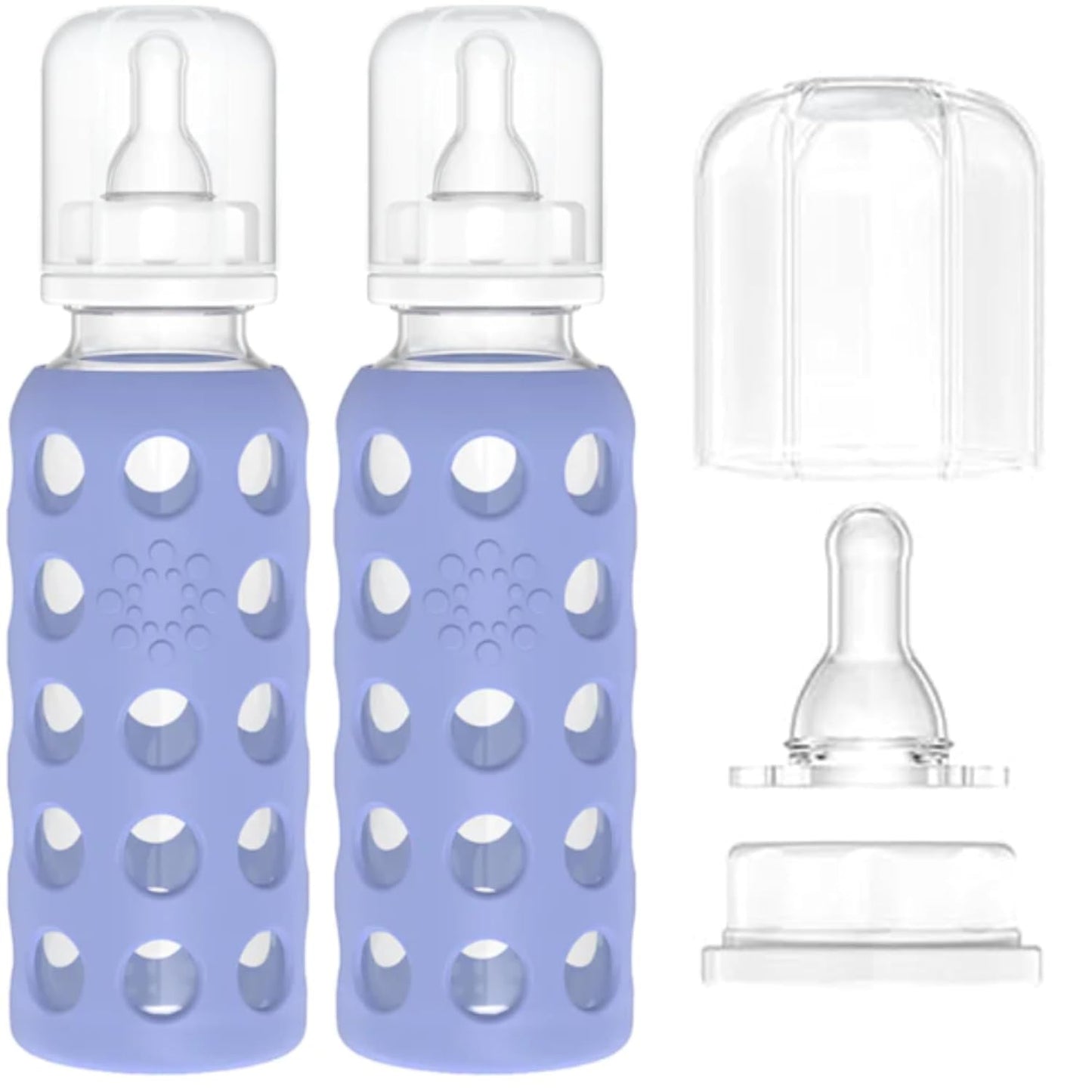 Lifefactory Glass Baby Bottle BPA Free | Protective Silicone Sleeve | 9 oz Pack of 2 | Mango, Kale