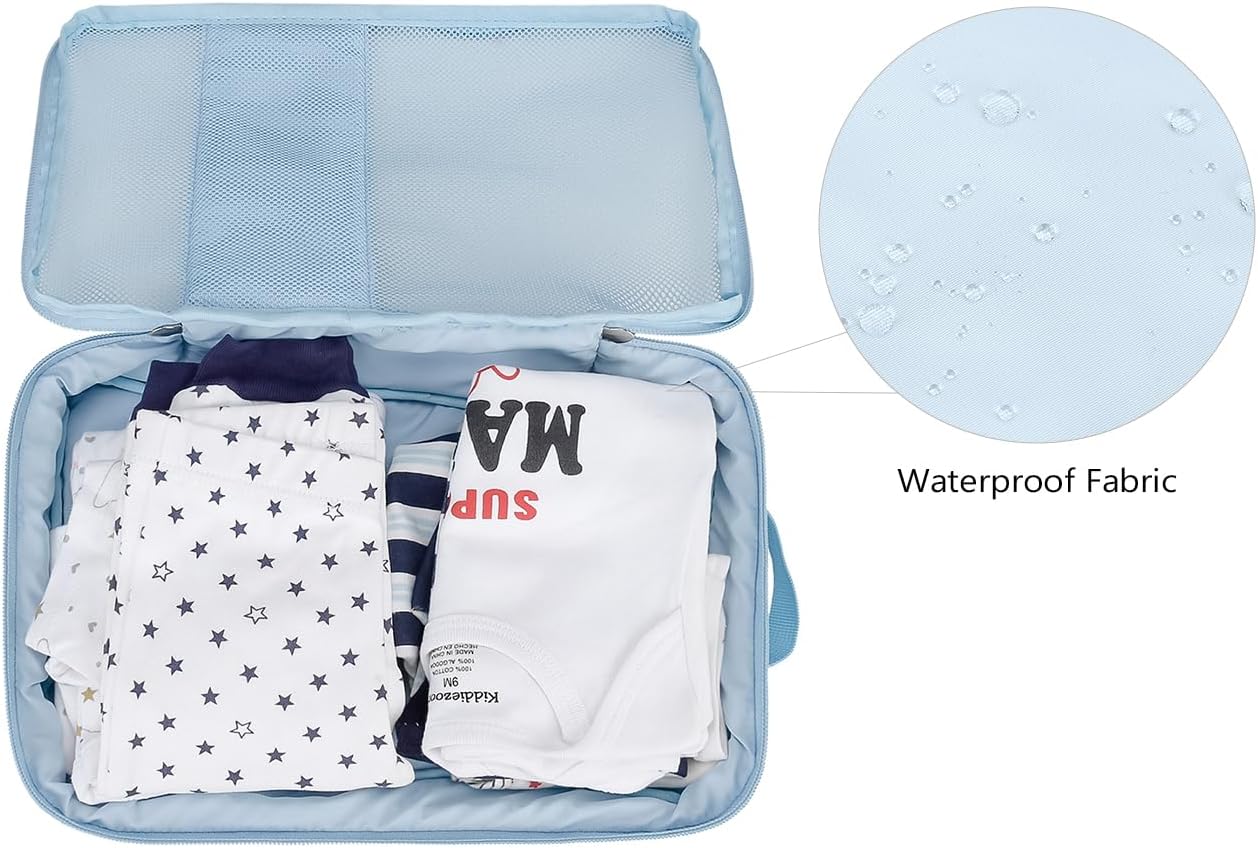 MOMIGO Baby Diaper Bag Organizer Pouches - 2 Pack Waterproof Pod Hanging Diaper Bag Cute Bear Mesh Bag Reusable, Washable or Baby Cloth Diapers