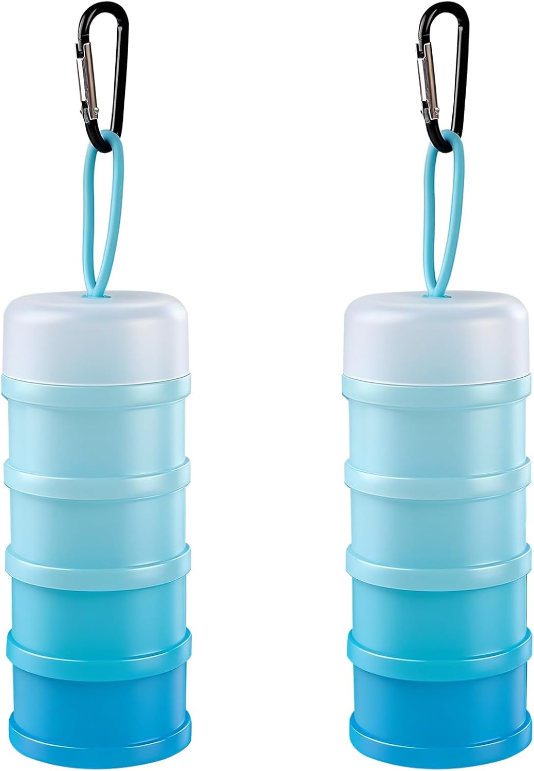 Protein Powder Container with Funnels Stand, 4 Stackable Protein Powder Dispenser for Travel, Fitness and Workout, 2 Pcs