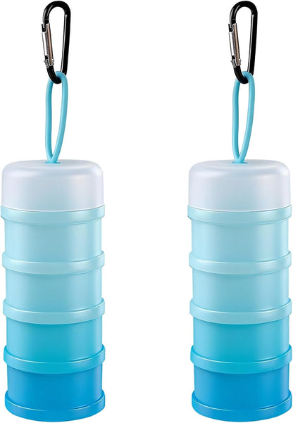 Protein Powder Container with Funnels Stand, 4 Stackable Protein Powder Dispenser for Travel, Fitness and Workout, 2 Pcs