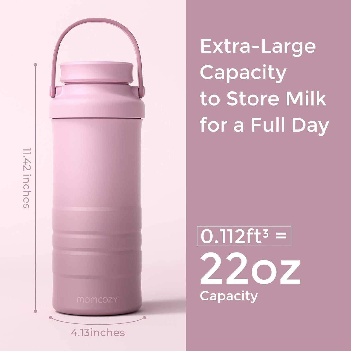 Momcozy 22oz Portable Breast Milk Cooler for Outdoor, Life Saver with 360° Total Cooling for 24 Hours, Larger Capacity Travel Breastmilk Chiller with 2pcs Baby Bottles for Breastmilk Storage