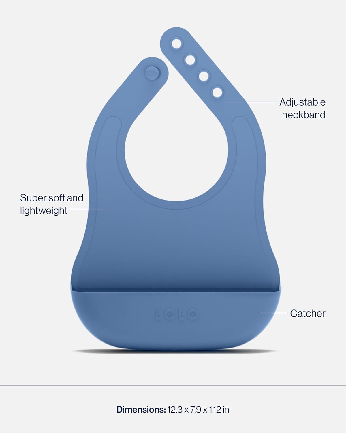 Lalo First Bites Silicone Baby Feeding Set - Baby Led Weaning Supplies - Non-Toxic Silicone - Includes 1 Bib, 2 Spoons, Training Cup, Suction Plate and Bowl - 6 Pieces - Blueberry
