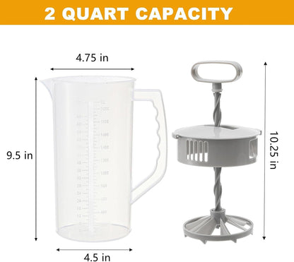 Frcctre 2 Pack Mixing Pitcher for Drinks 2 Quart/ 64oz Plastic Water Pitcher with Lid, Easy-Mix Angled Plastic Blades and Adjustable Mixer Plunger Container for Juice, Milk, Tea, Beverage Container