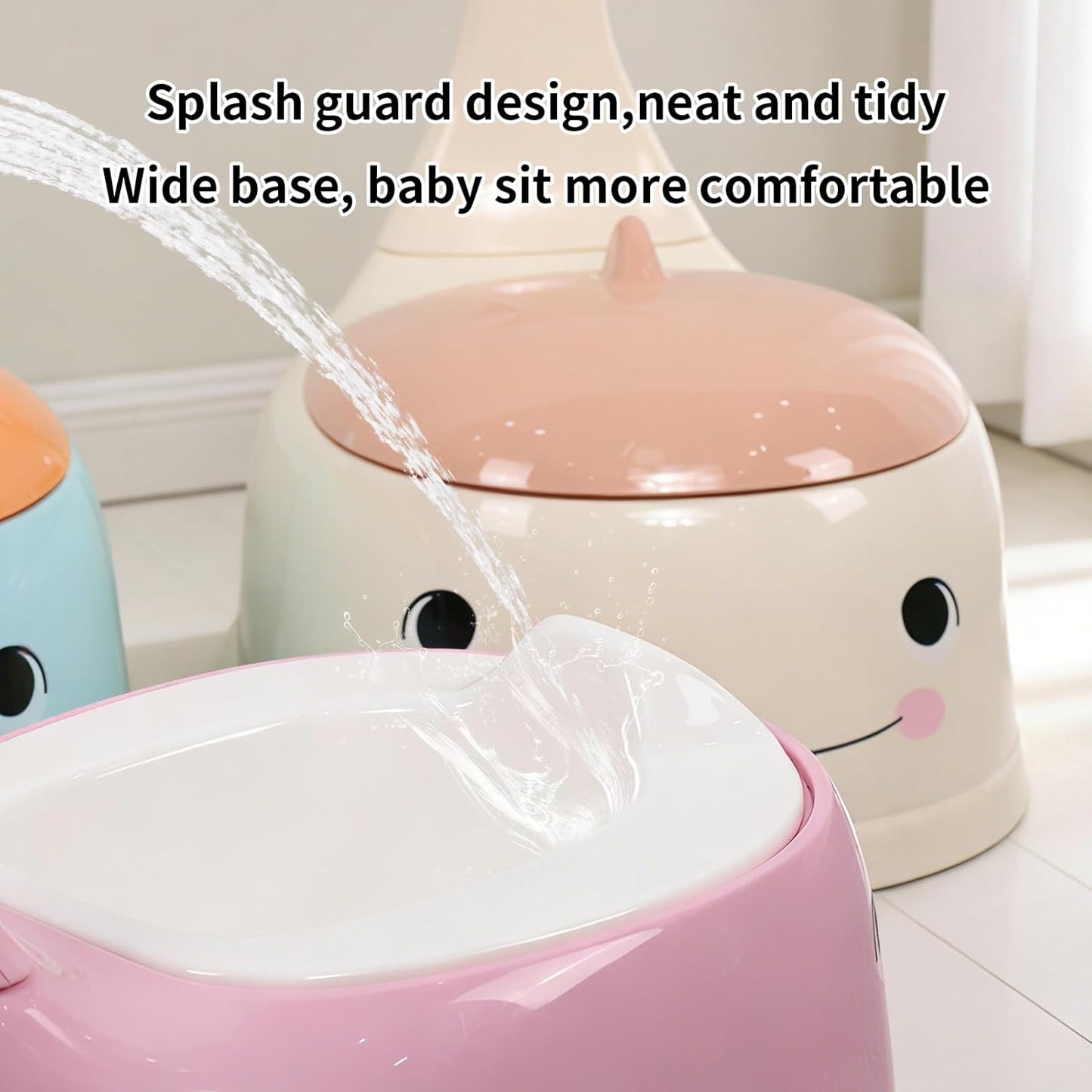 Potty Seat Baby Training Chair Boys Girls Toddler Whale Comfortable children 1-5 years old Baby toilet Animal seat with lid back potty trainer (Pink)
