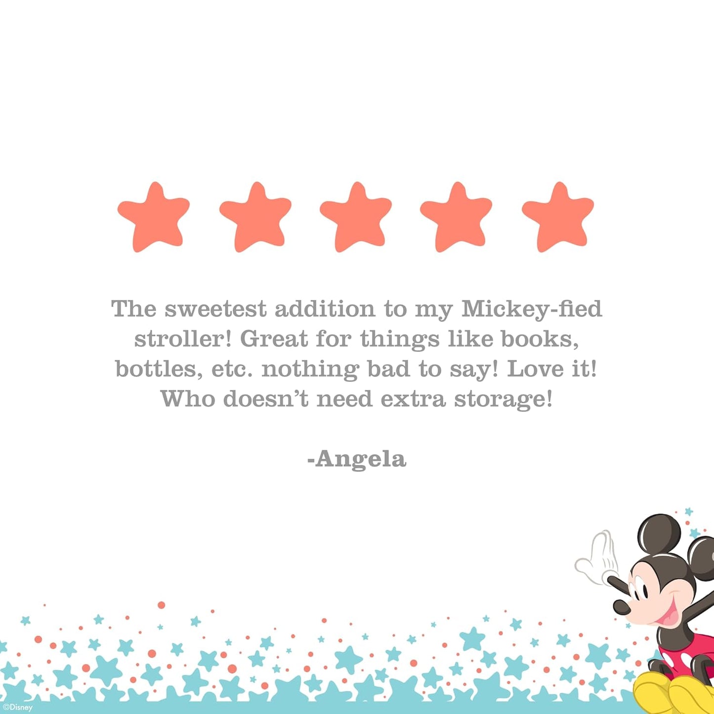 Disney Baby by J.L. Childress Side Sling Stroller Cargo Net - Stroller Organizer Attachment for Storage, Mesh Bag for Baby Accessories, Universal Fit - Mickey, Black