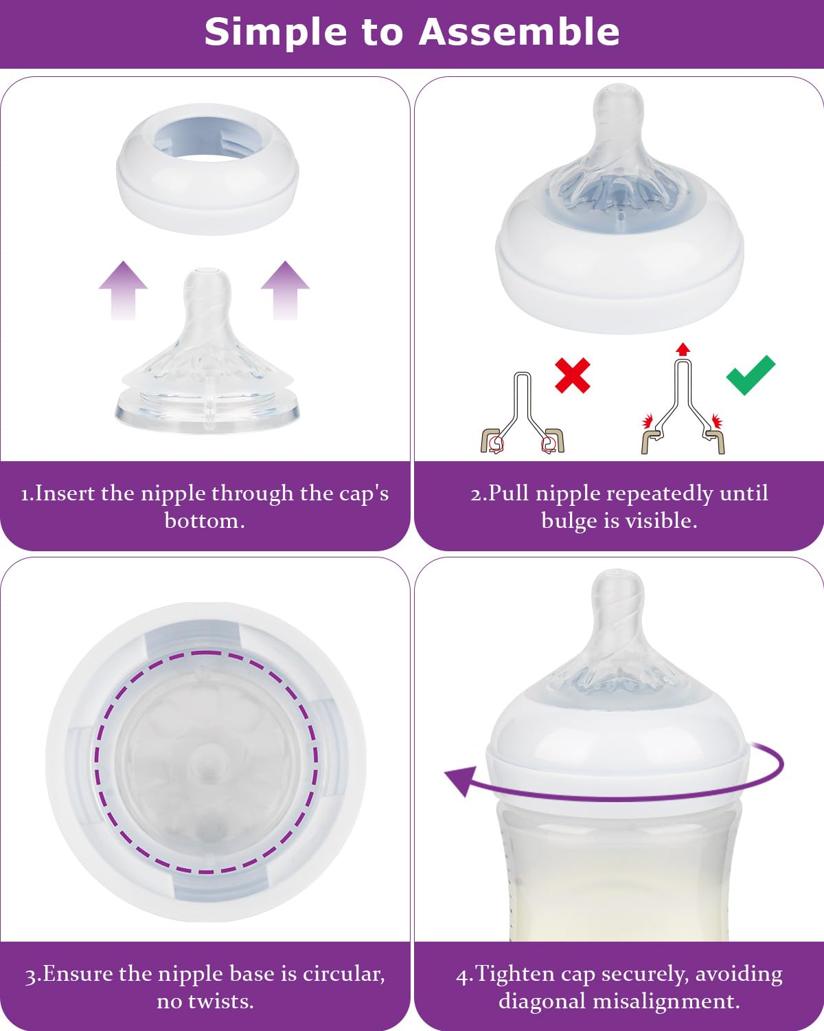 Silicone Bottle Nipples for Philips Avent Natural Baby Bottles,Size 5 Nipple,6m+,Flast Flow, 6 Count