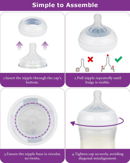 Silicone Bottle Nipples for Philips Avent Natural Baby Bottles,Size 5 Nipple,6m+,Flast Flow, 6 Count