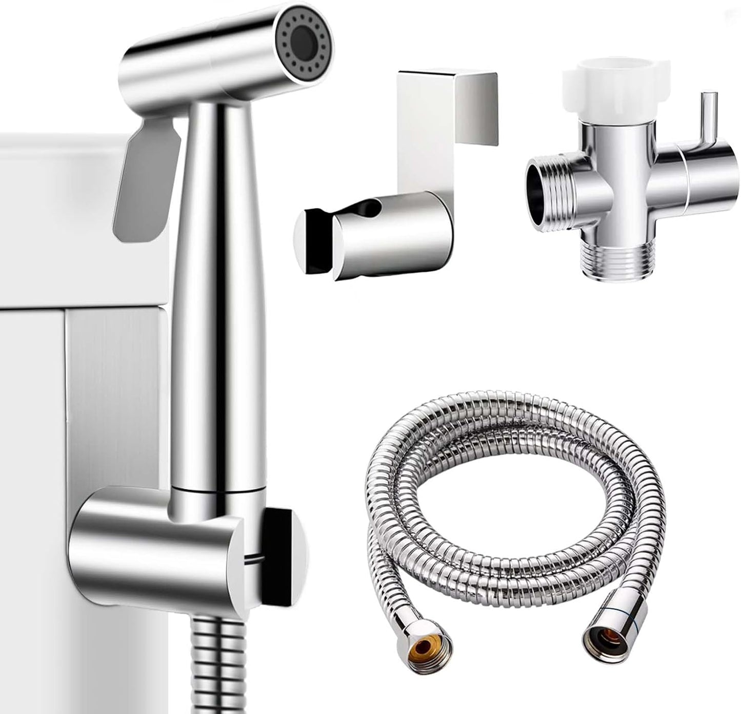 Handheld Bidet Sprayer for Toilet, IDMAX Jet Sprayer for Toilet Muslim Shower Set with 49-inch Hose and Bracket, Adjustable Bidet Attachment Water Pressure Controlfor Feminine Wash