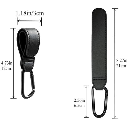 4 Pcs Leather Stroller Hook, Mommy Stroller Clip, Stroller Accessories Organizer Hook, Metal Hook for Strollers/Walkers/Mobility Scooter/Wheelchair/Rollator(Pink)