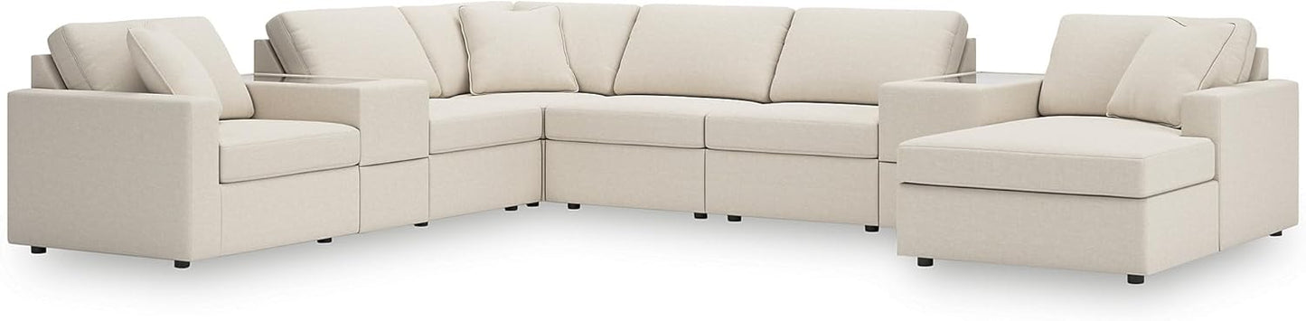 Signature Design by Ashley Modmax Coastal Press-Back Swivel Glider Rocker Recliner with Machine Washable Cover, Hidden Storage Compartments and 2 Bolster Pillows, Beige - Colors A