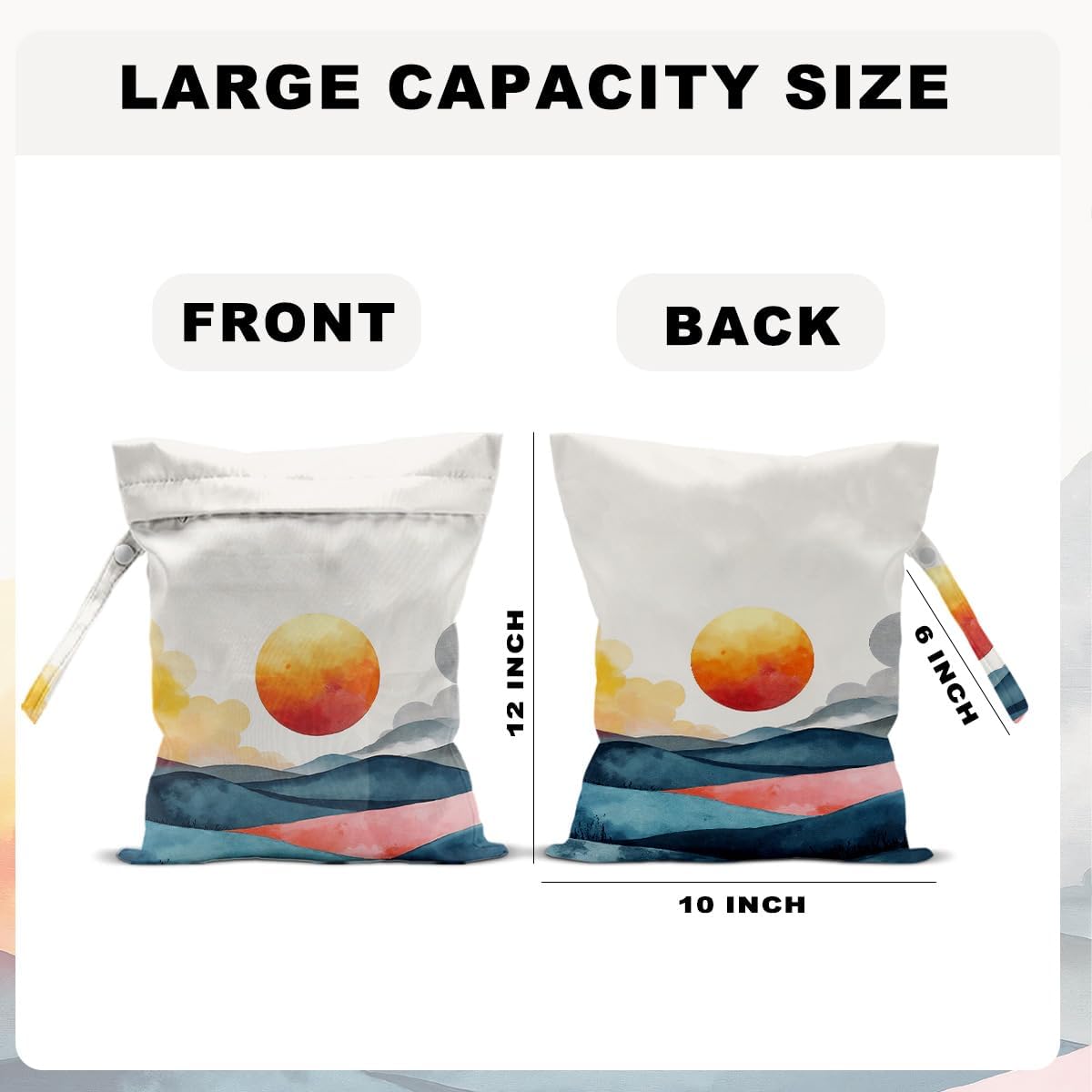 Unicorn Wet Dry Bag 12x10 Inch, Waterproof Reusable Wet Bag with Two Zippered Pockets & Handle for Swimsuit Travel Beach Pool Gym Stroller Dirty Yoga Gym Clothes Toiletries Daycare Organizer