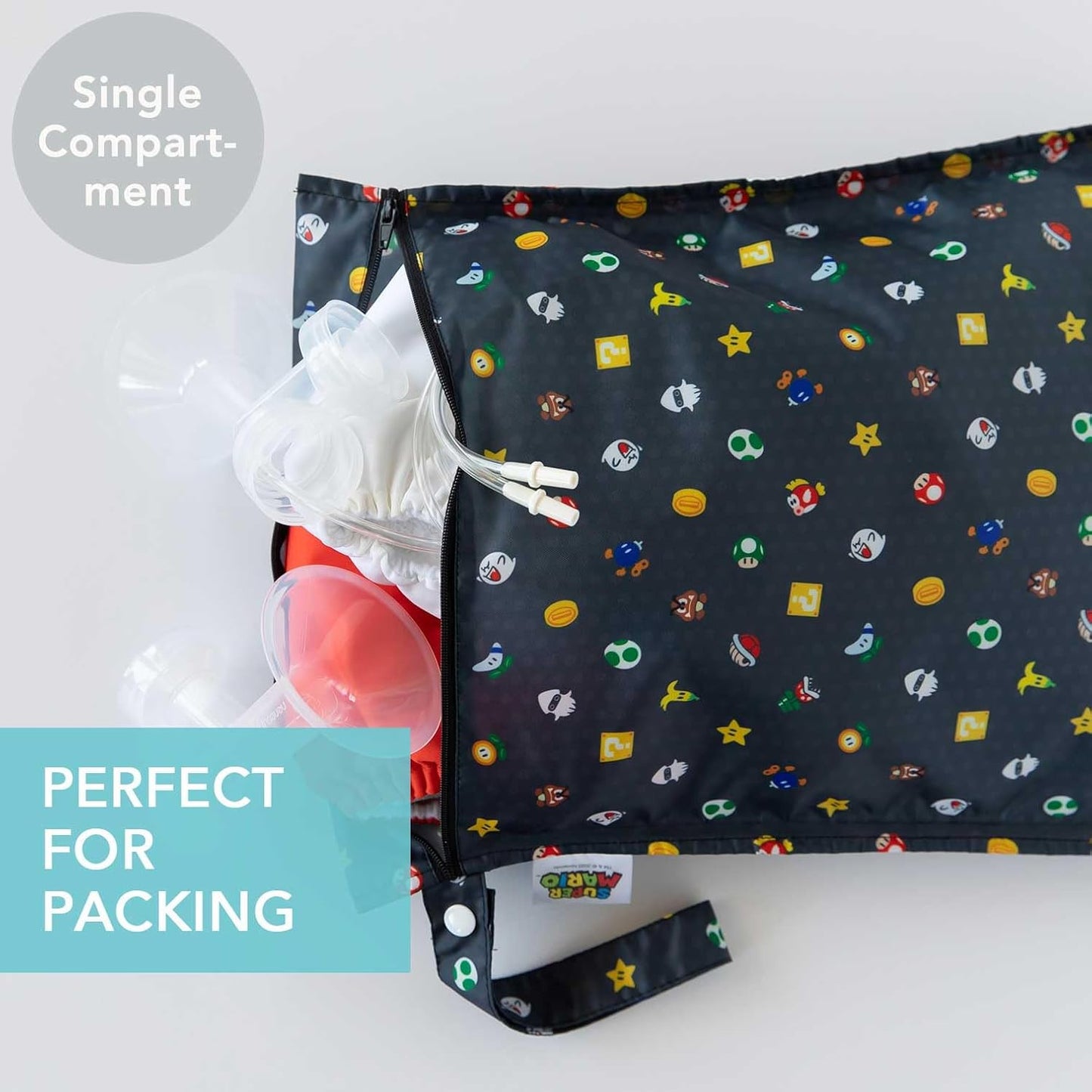 Bumkins Disney Waterproof Wet Bag for Baby, Travel, Swim Suit, Cloth Diapers, Pump Parts, Pool, Gym Clothes, Toiletry, Strap to Stroller, Daycare, Zip Reusable Bag, Packing Pouch, Winnie the Pooh