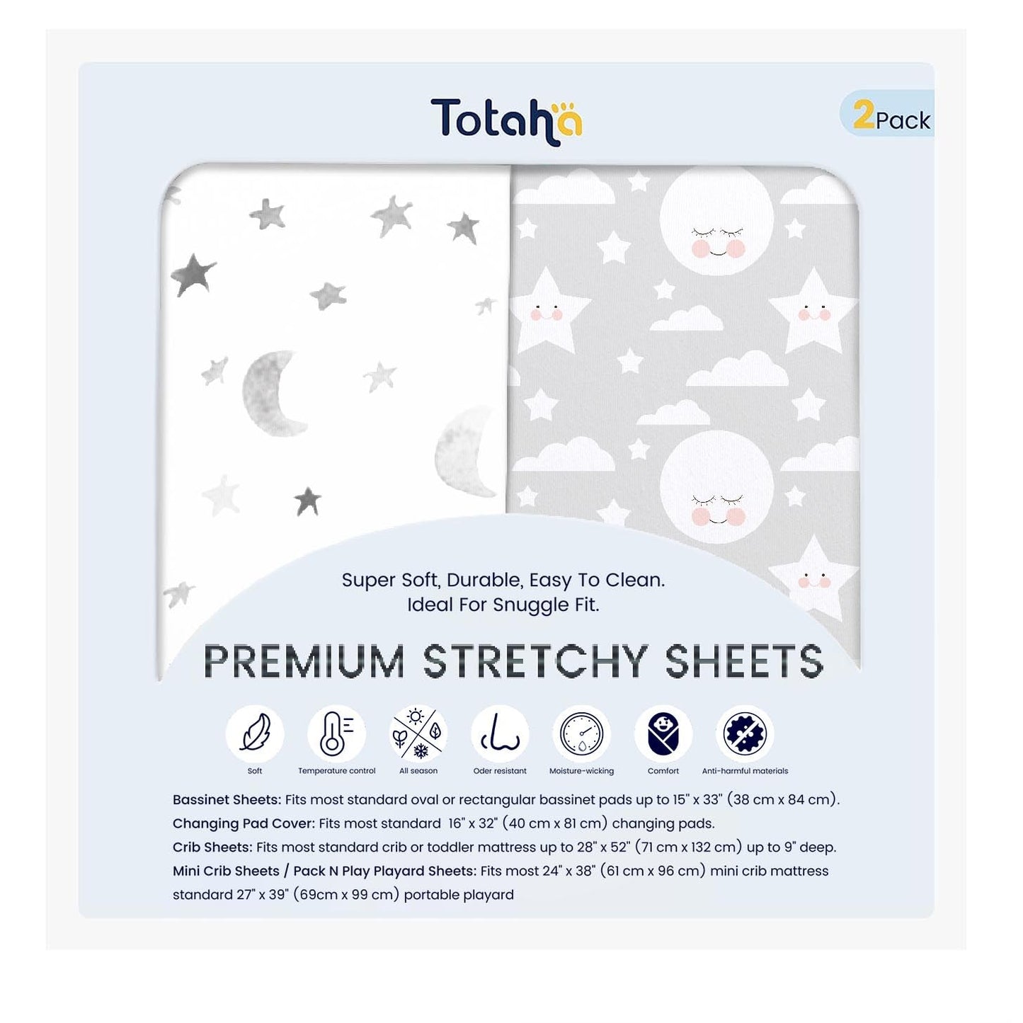 TotAha Premium Stretchy Bassinet Sheets for Baby Girl, Silky Comfort Cradle Sheets Fitted 18 x 36 for Oval, Rectangular, Hourglass Mattress, Hypoallergenic, Buttery Soft 2-Pack (Floral & Pale Pink)