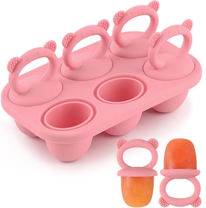 Moukiween Toddler Popsicle Molds Baby Food Storage Containers Suitable for Fresh Frozen Fruit Puree and Yogurt Ice Cream with Handle Food Freezer Trays (Grey)