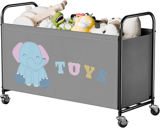 GRANNY SAYS Toy Box for Boys Girls, Extra Large Toy Chest Storage with Wheels, Metal Kids Toy Storage Organizer for Living Room Storage, 135L Toy Bins for Kids Organizer Stuffed Animals, Grey