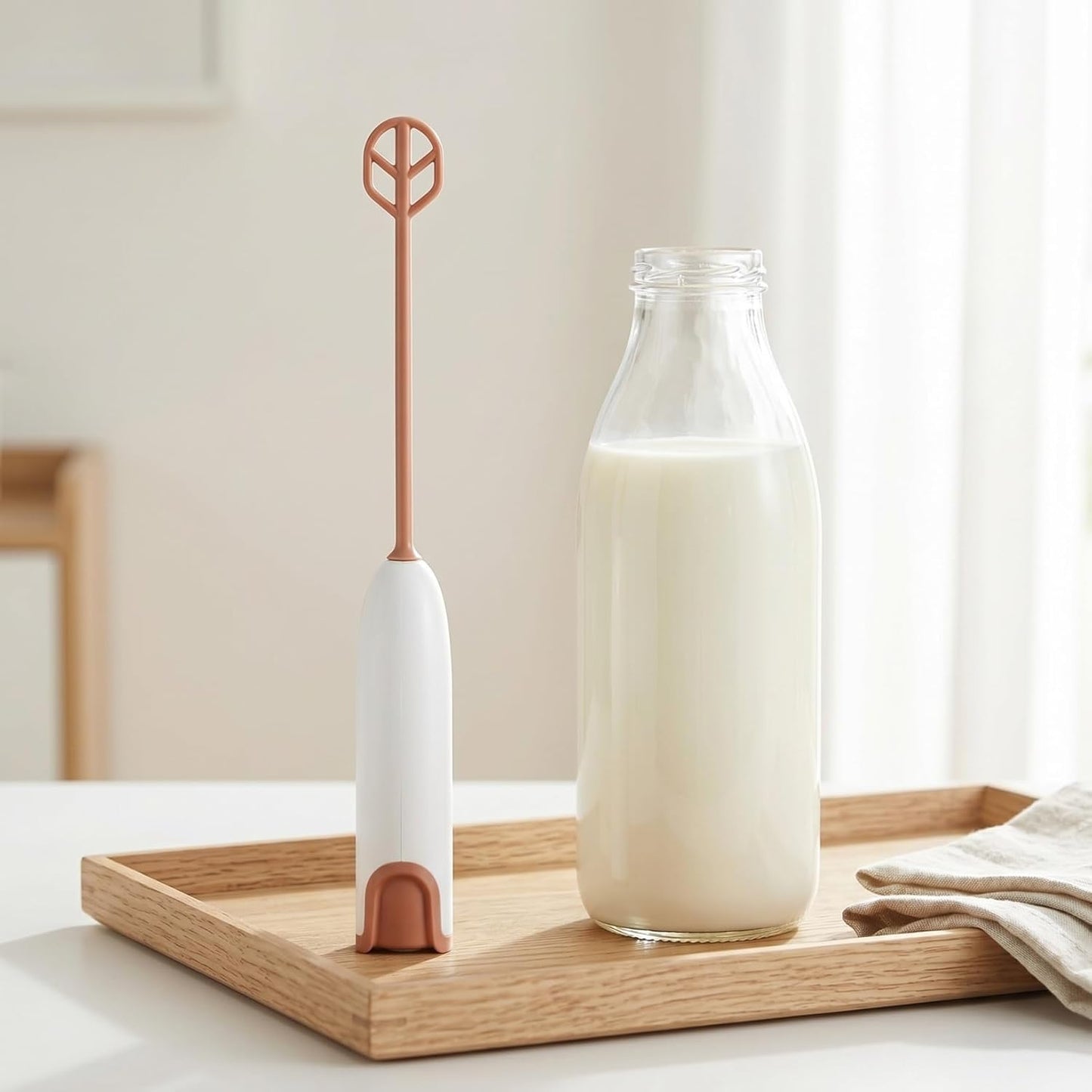 Wakauto Handheld Electric Mixer for Milk Powder and Drinks,Small Portable Stirrer for Bottles and Cups Easy Clean Compact Mixer with 2 Wands Battery Not Included