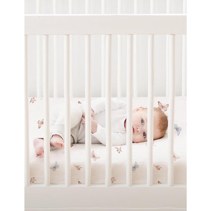 Konssy Muslin Mini Crib Sheets, 100% Soft Cotton Pack and Play Sheets for Pack N Play Mattress, Playard Baby Crib Sheets for Baby Girls (Floral, Pink)
