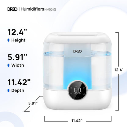 DREO Smart Humidifiers for Bedroom, 6L Top Fill Supersized Cool Mist Humidifier for Large Room, 60 Hour Runtime, Quiet Ultrasonic Humidifier for Plants, Indoor, Home, Night Light, Black