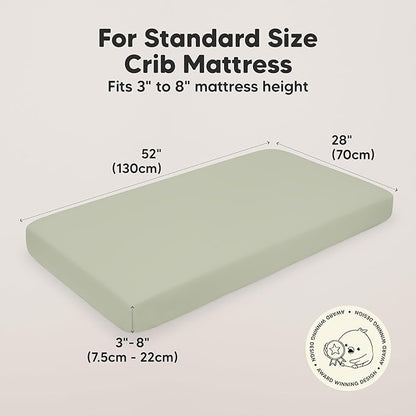 KeaBabies 2-Pack Organic Crib Sheets for Boys, Girls - 52x28 Fitted Crib Mattress Sheet Neutral, Breathable Jersey Cotton Cover for Baby Bed, Toddler Mattress, Soft & Cute Prints (Foxtrot)