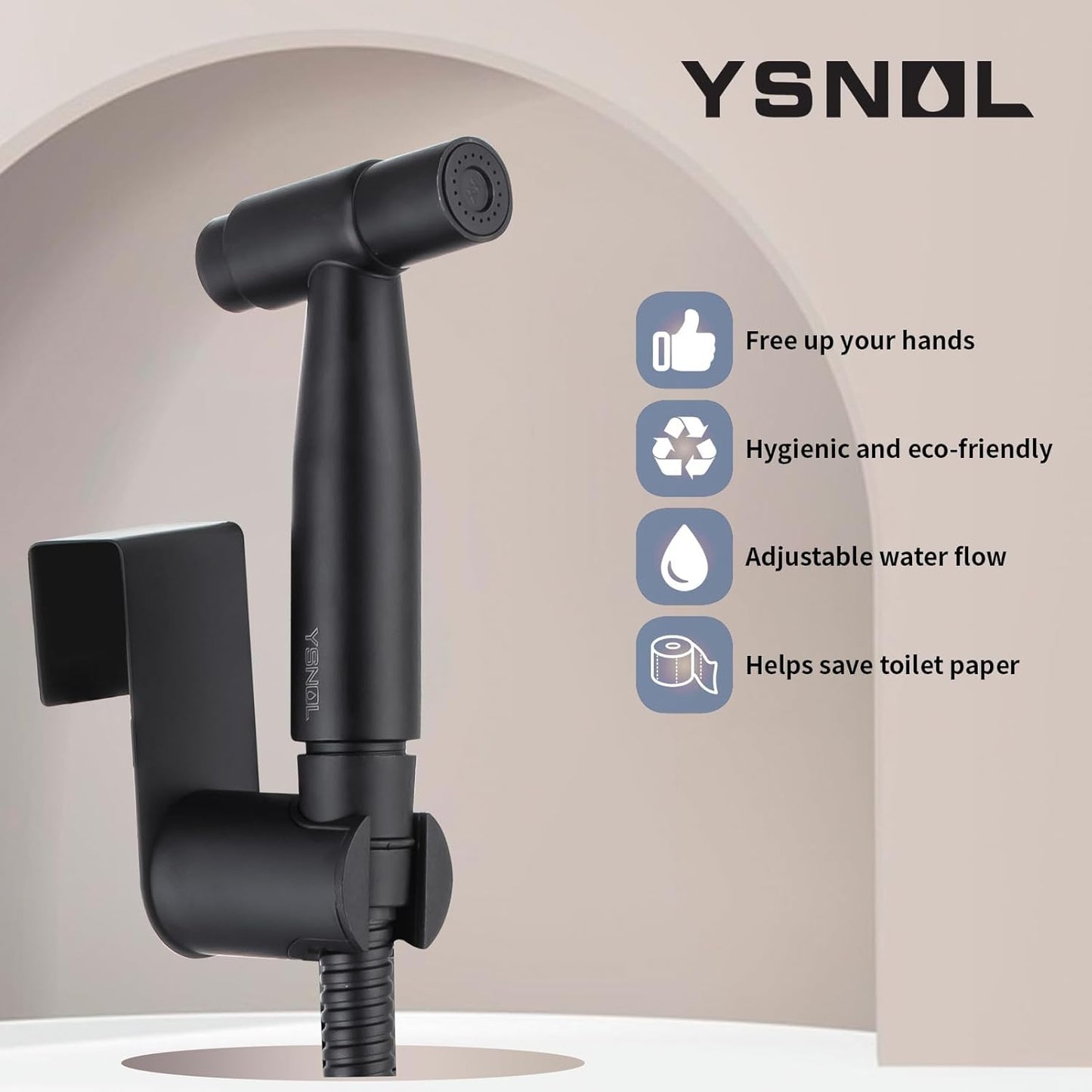 Handheld Bidet Sprayer for Toilet, Premium Stainless Steel Bathroom Bidet Sprayer Set with One-Click Start & Powerful Pressure, Baby Cloth Diaper Sprayer with Complete Accessories - Matte Black