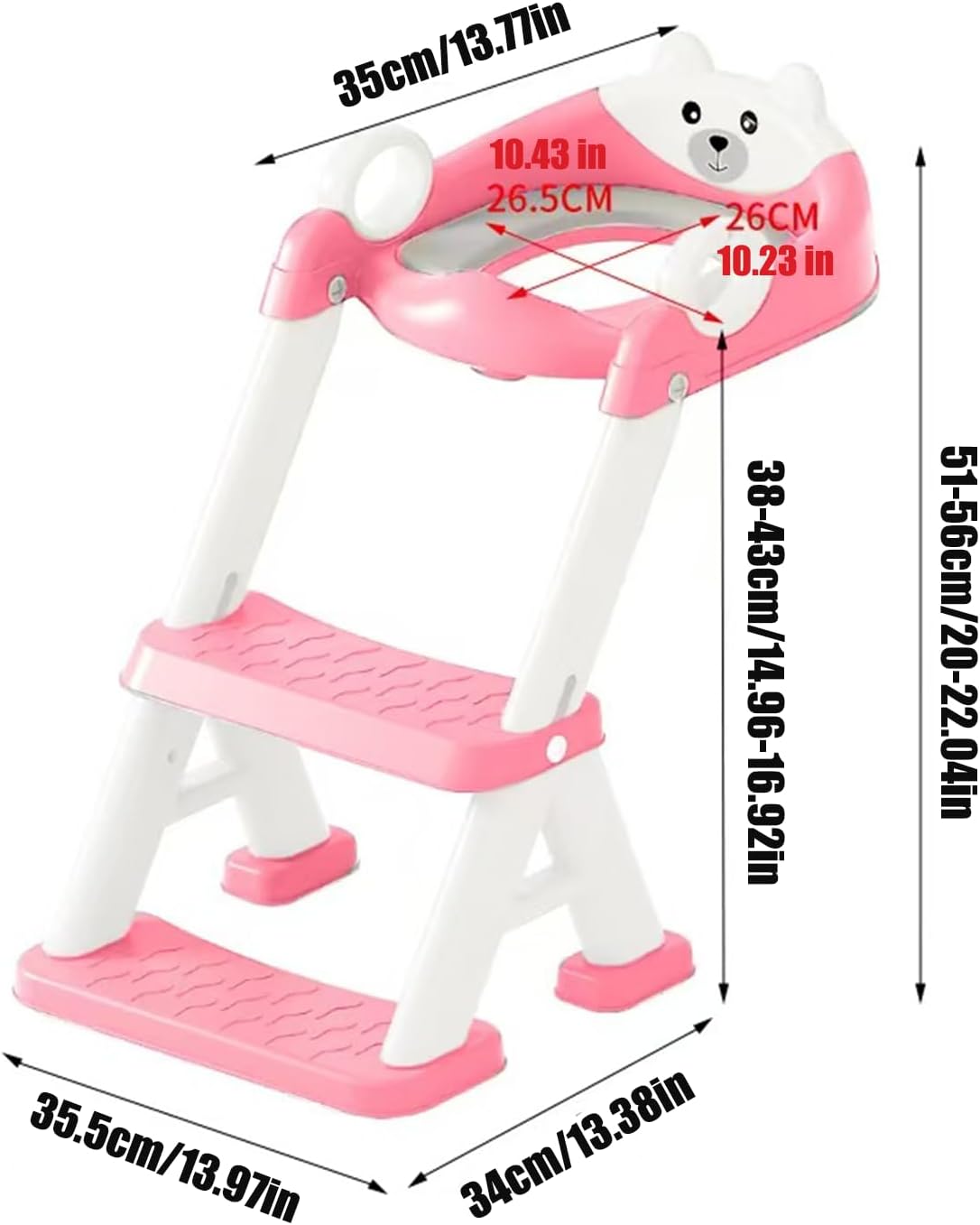 PandaEar Toilet Potty Training Seat with Step Stool Ladder, Comfortable Safe Potty Seat with Anti-Slip Pads Ladder & Bear Design for Kids Boys Toddlers -Grey