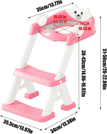PandaEar Toilet Potty Training Seat with Step Stool Ladder, Comfortable Safe Potty Seat with Anti-Slip Pads Ladder & Bear Design for Kids Boys Toddlers -Grey