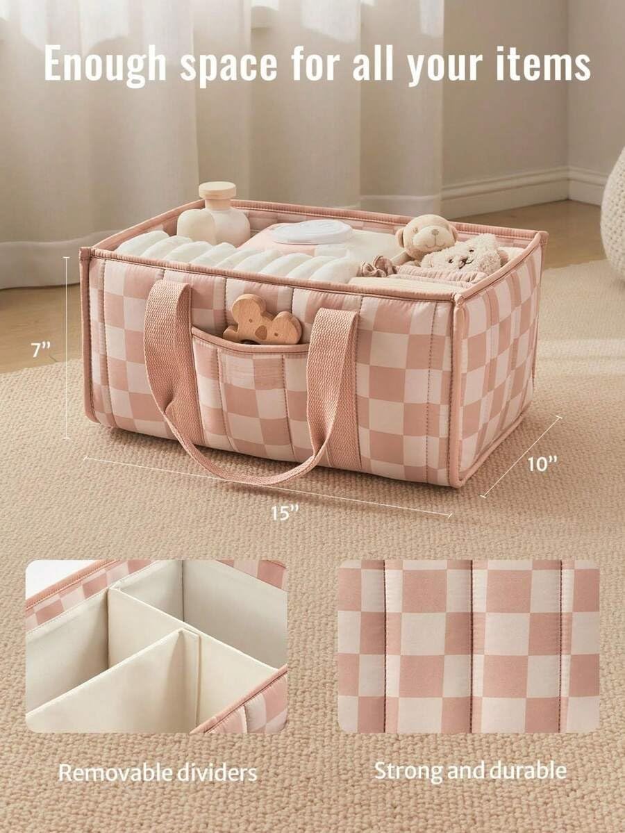 Diaper Caddy Organizer,Cute Floral Nursery Storage Basket,Soft Portable Changing Table Car Caddy Organizer Gift (Floral B)
