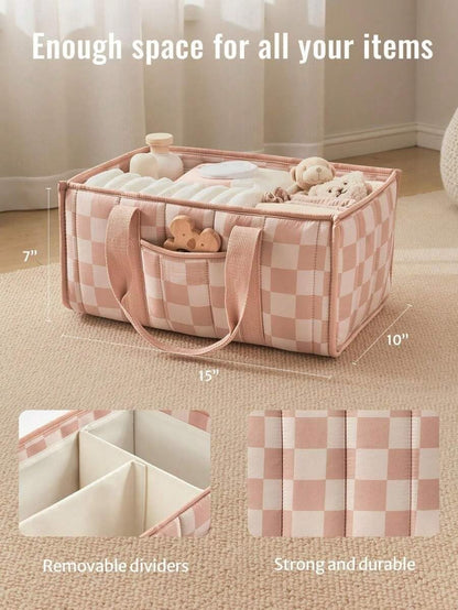Diaper Caddy Organizer,Cute Floral Nursery Storage Basket,Soft Portable Changing Table Car Caddy Organizer Gift (Floral B)