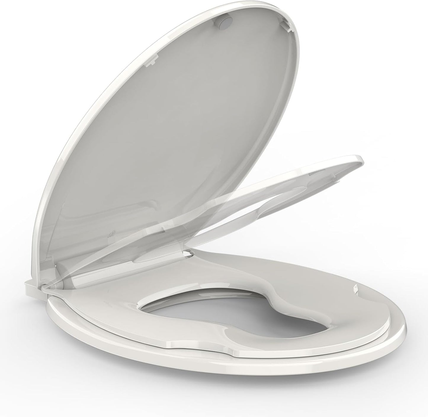 Toilet Seat Round,Toilet Seat with Toddler Seat Built in, Potty Training Toilet Seat Round Fits Both Adult and Child, with Soft Close,Easy Install and Clean - White, Round