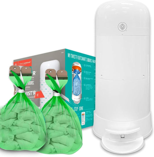 Prince Lionheart My Twist’R Diaper Pail with Refill Bags Included - Hands Free Patented Design Completely Eliminates Odors - Easy to Use, Customize to Match Nursery