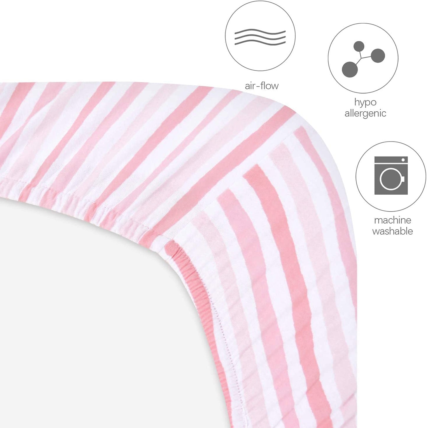 Bassinet Sheets Fit for Simmons Kids By The Bed City Sleeper Bassinet(Twins), Moses Basket and Hospital Bassinet, 100% Cotton, 2 Pack, Gray and White Print - Colors B
