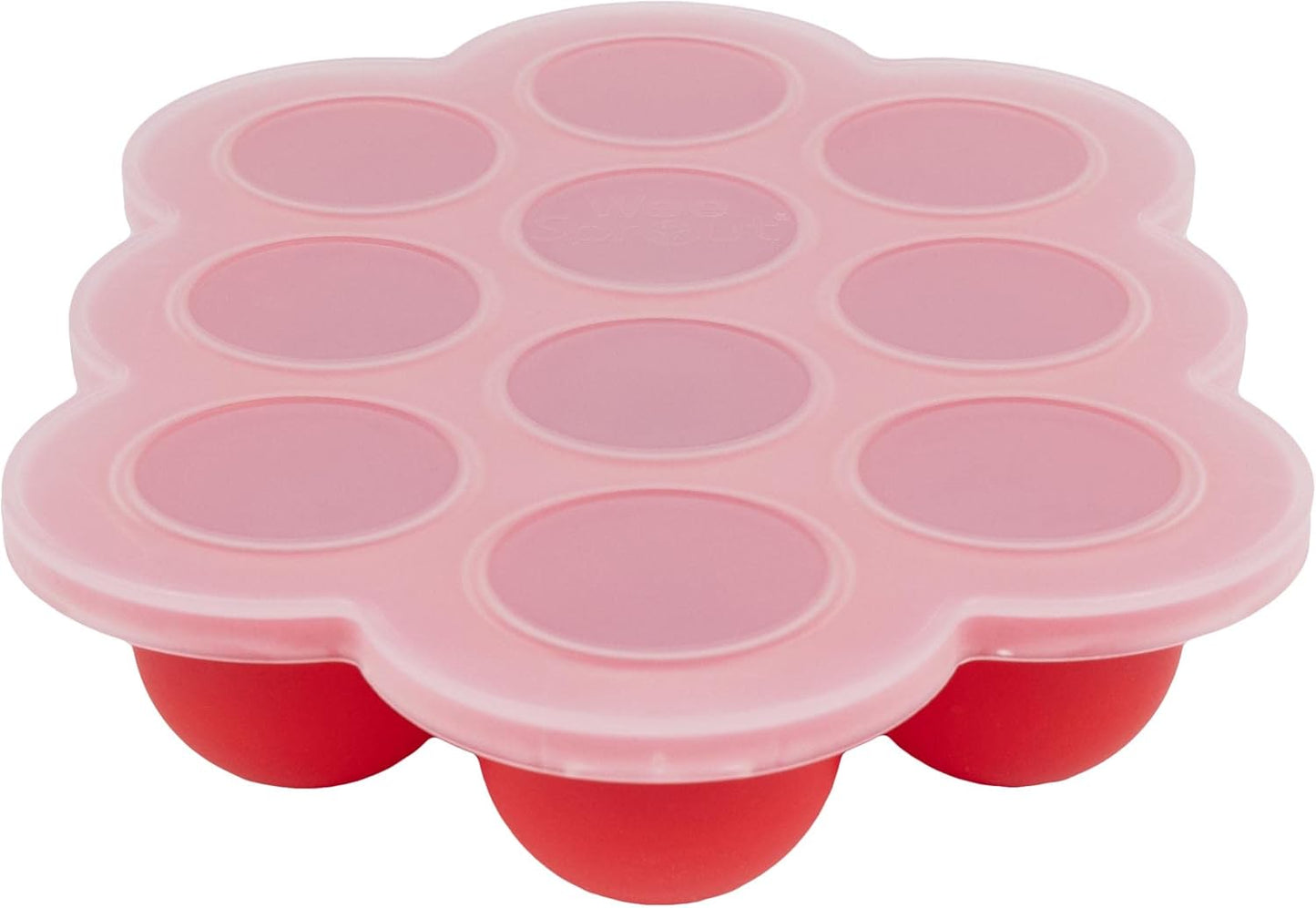 WeeSprout Silicone Freezer Tray with Clip on Lid Perfect Food Storage Container for Homemade Baby Food, Vegetable, Fruit Purees, and Breast Milk (Bright Orange, Ten 1.5 Ounce Sections)