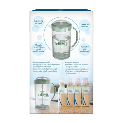 Dr. Brown's Insta-Prep Warm Water Dispenser with Baby Formula Mixing Pitcher, 36oz Olive