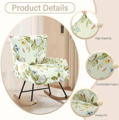 Nursery Rocking Chair Cover Stretchable Glider Chairs Cover Slipcovers Printed Rocking Accent Armchair Slipcover for Living Room Bedroom Offices, 03