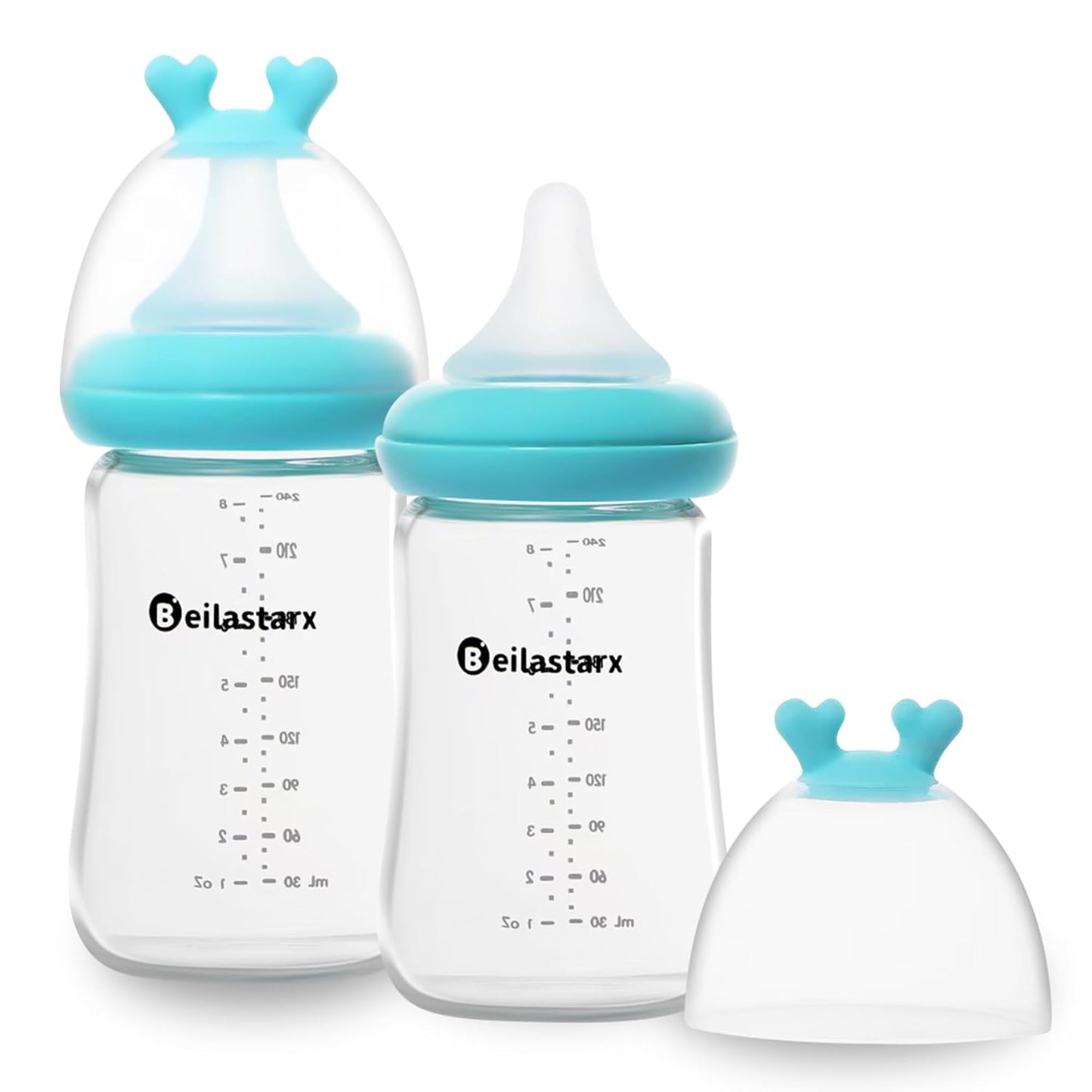 Glass Baby Bottles with Natural Response Nipple Size SS - Anti Colic Baby Bottles Wide Neck Slow Flow Baby Bottle (Multicolor, 4oz (Pack of 2))