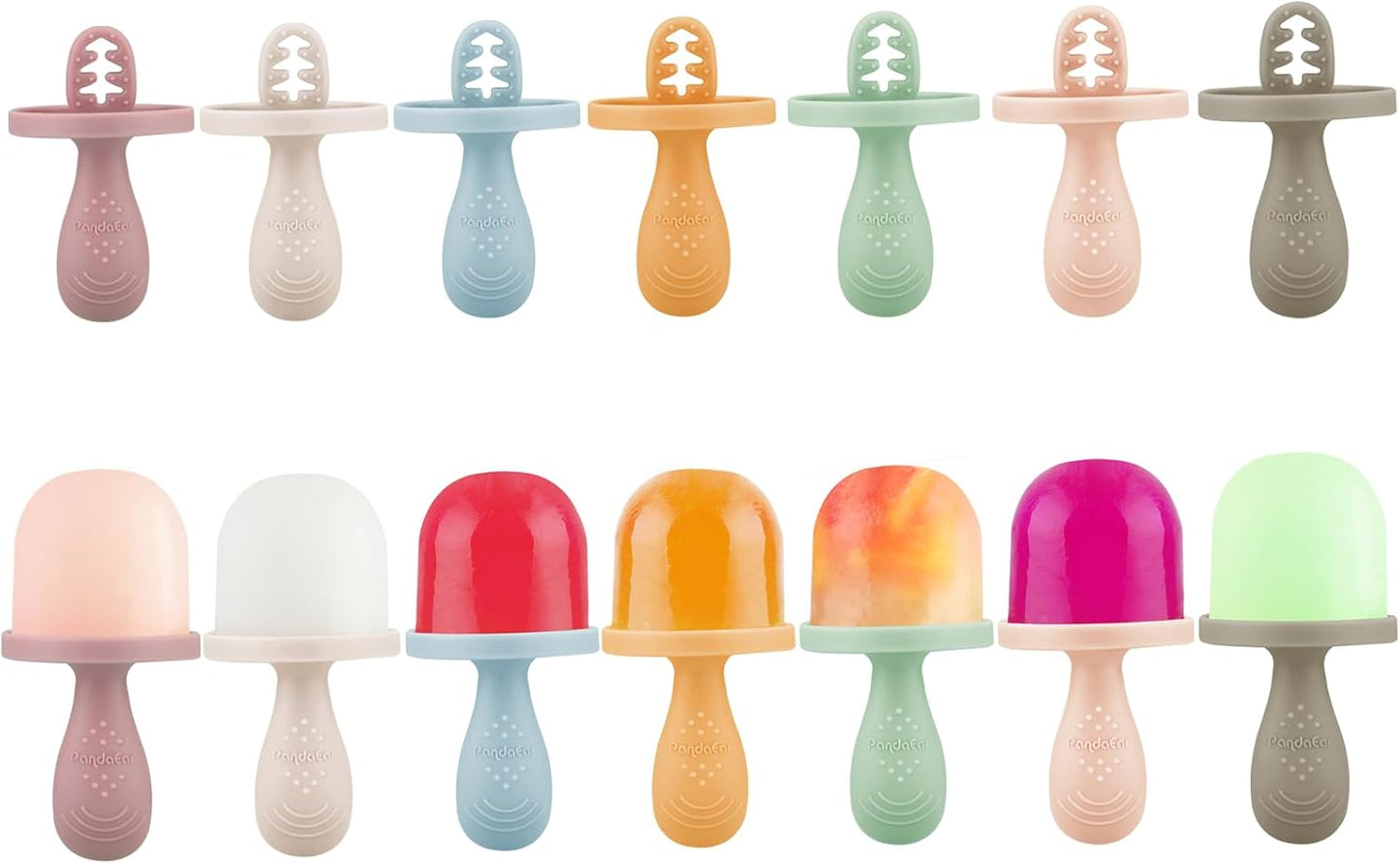PandaEar Silicone Popsicle Molds for Toddlers, Mini Breastmilk & Fruit Juice Freezer Mold with Sticks, 7-Cavity Baby Ice Pop Maker, BPA Free & Easy to Clean
