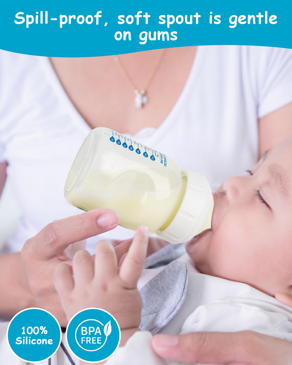 Silicone Nipple for Dr. Brown's Natural Flow Level 1 Wide-Neck Baby Bottle, 0m+, Slow Flow, 6 Count