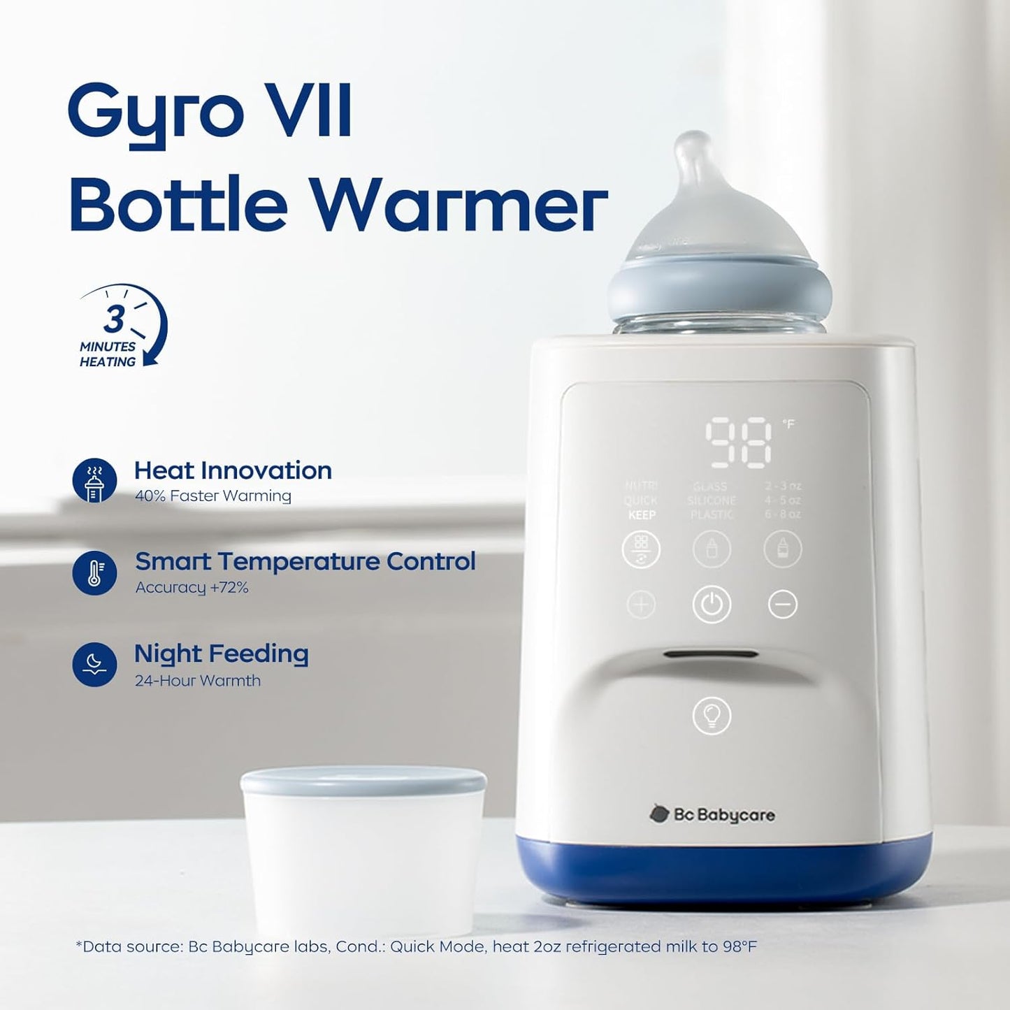 Bc Babycare Bottle Warmer,10-in-1 Fast Baby Milk Warmer with Smart Temperature Control, Rotating Heating, Bottle Warmers for All Bottles