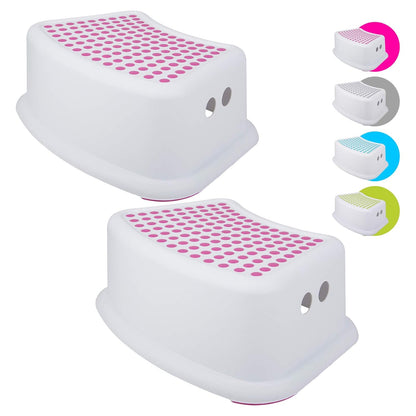 Step Stool for Kids (2 Pack), Toddlers Stool for Potty Training, Bathroom, Kitchen, Bedroom, Toy Room and Living Room. Toilet Stools with Soft Anti-Slip Grips for Safety, Stackable (Grey)