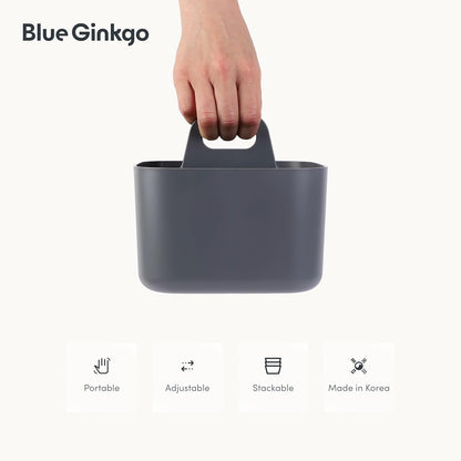 BLUE GINKGO Stackable Organizer Caddy – Korean-Made Portable Tote for Bathroom, Office, Crafts, or School Supplies (Rectangle, Green)