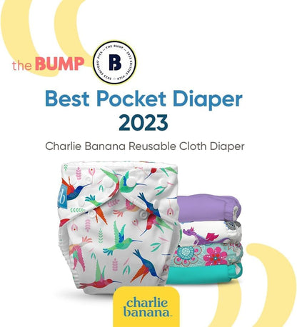 Charlie Banana Cloth Diapers, Reusable, Washable, Adjustable One Size Diaper, for Babies and Toddlers, with Absorbent Insert - Sweet Dreams on Grey, 1 Pack