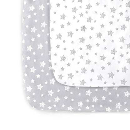 Pack and Play Sheets, 2 Pack Mini Crib Sheets, Stretchy Playard Fitted Sheet, Compatible with Graco Pack n Play, Soft and Breathable Material, Planet & Flower