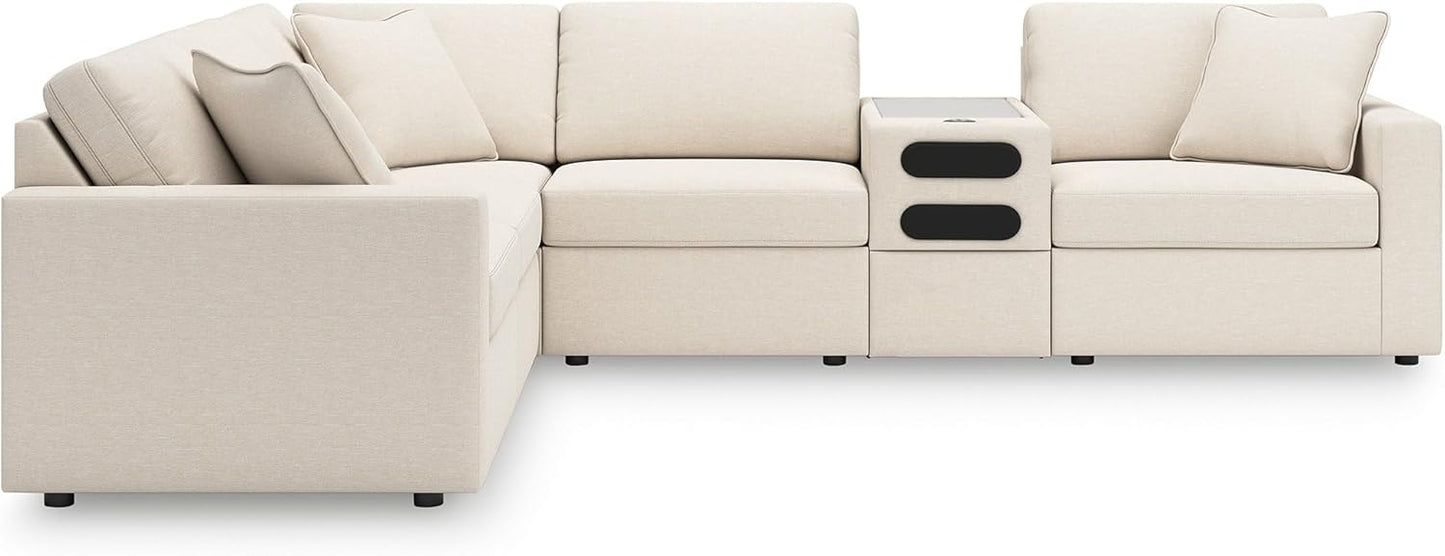 Signature Design by Ashley Modmax Coastal Press-Back Swivel Glider Rocker Recliner with Machine Washable Cover, Hidden Storage Compartments and 2 Bolster Pillows, Beige - Colors B