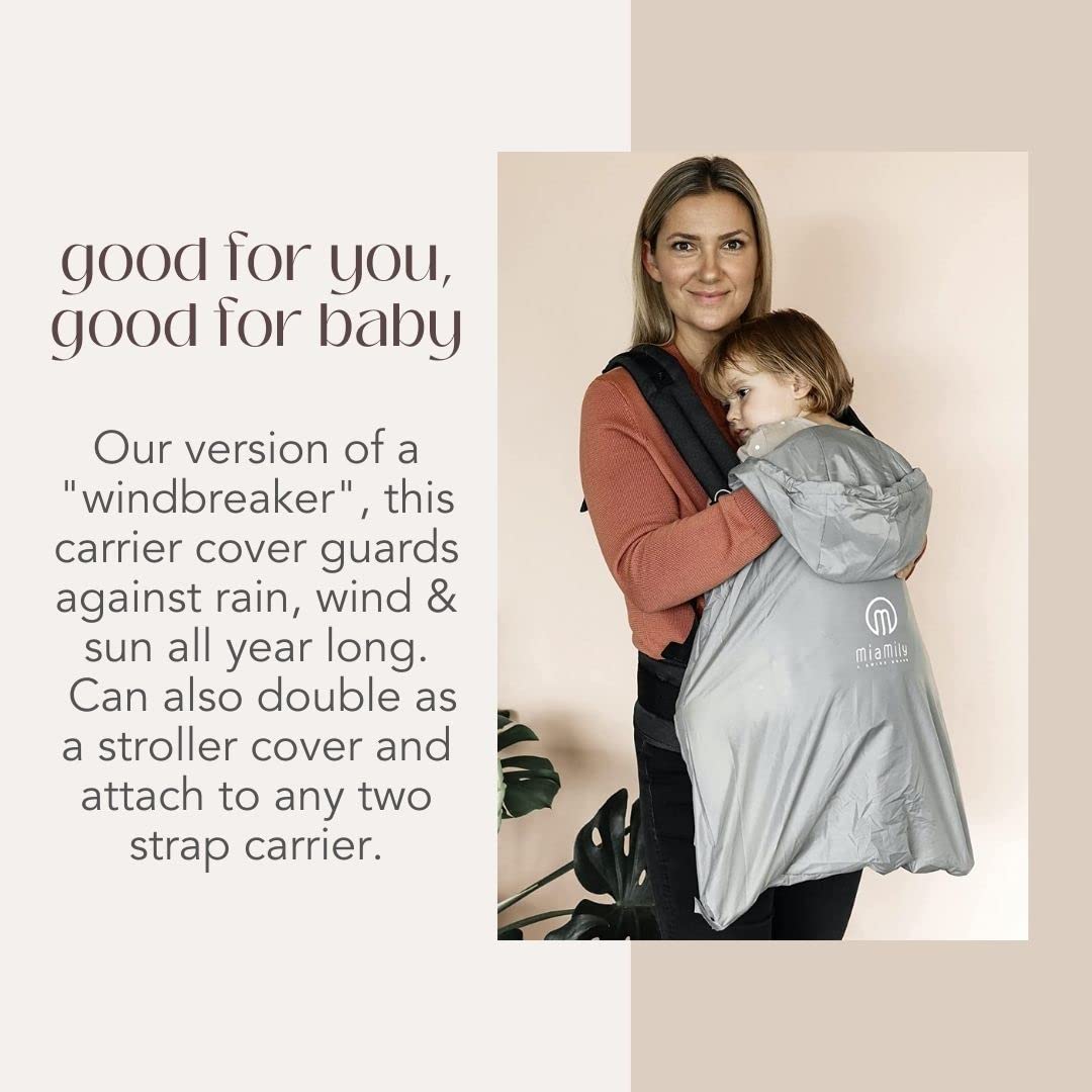 MiaMily Universal Summer Cover for Wind and Rain, with Hood, Universal, Waterproof and Windproof Baby Carrier Cover, Pink