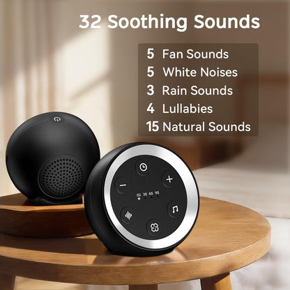 Continuous Sound Machine Battery Small White Noise Machine for Baby Kids Adult with 32 Soothing Sounds 32 Volume Levels Sleep Brown Noise Machine for Travel Office Privacy with 4 Timer & Memory