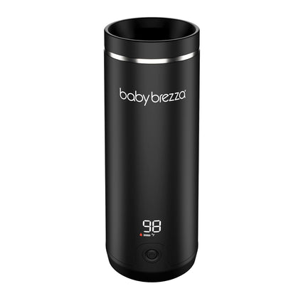 Baby Brezza Portable Warmer – 3X Faster Baby Bottle Warming - Travel Breastmilk and Formula Warmer - Safe, Even Heating - Up to 9oz - No Adapters, Black