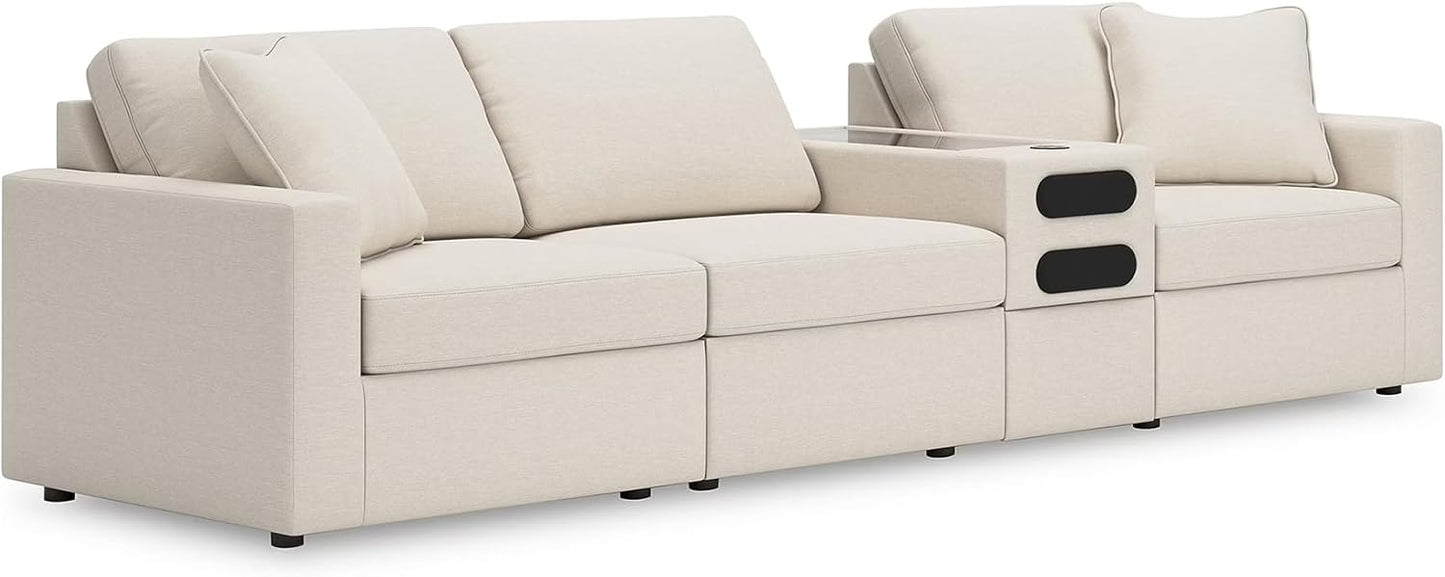 Signature Design by Ashley Modmax Coastal Press-Back Swivel Glider Rocker Recliner with Machine Washable Cover, Hidden Storage Compartments and 2 Bolster Pillows, Beige - Colors B
